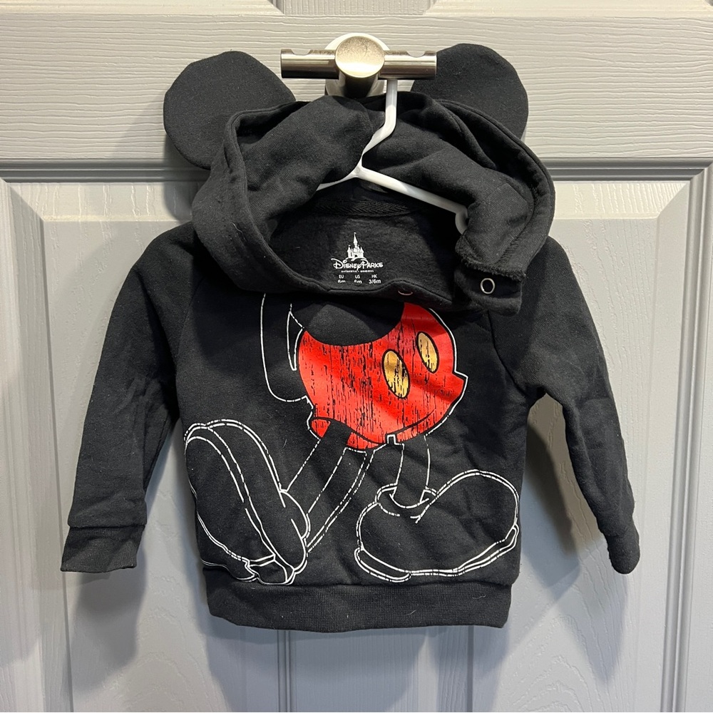 Disney Parks Mickey Black Hoodie with Ears - Size 6 mos.